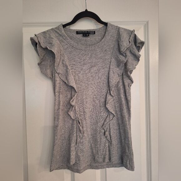 Veronica Beard Gray Ruffled Sleeve Top size  XS - Picture 1 of 6